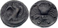 Coins - Ancient World Ancient Greece Akragas (Sicily) Hemilitron 415 - 406 BC (ND) Westermark, Coinage, Period III, Series 2# 622; CNS# 40; HGC 2# 134; Bronze 19.73 g.; Obv: Eagle standing right on fi