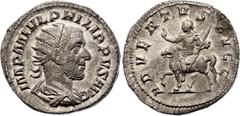 Coins - Ancient World Roman Empire Philip I Arab AR Antoninianus 244 - 247 AD (ND) RIC# 26B, N# 282082; Silver 3.98 g.; Philip I Arab (244-249); Rome Mint; Obv: IMP M IVL PHILIPPVS AVG, radiate, drape