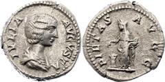 Coins - Ancient World Roman Empire Julia Domna AR Denarius 196 - 211 AD RIC# 572; Silver 3.06 g.; Julia Domna (AD 193-217); Rome Mint; Obv: IVLIA AVGVSTA, draped bust of Julia Domna right, seen from f