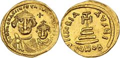 Coins - Ancient World Byzantium Heraclius and Heraclius Constantine 1 Solidus 610 - 641 AD BCV# 743 - 751, N# 93237; Gold 4.50 g.; Heraclius and Heraclius Constantine; Obv: Facing busts of Heraclius, 