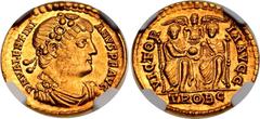 Coins - Ancient World Roman Empire Valentinian I AV Solidus 364 - 375 AD (ND) Trier NGC MS Strike: 5/5, Surface: 3/5 RIC# 17b3, Kampmann 155.11; Gold 4.45 g.; Obv: DNVALENTINIANVSPFAVG - Diademed (ros