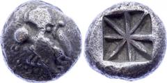 Lycia, Uncertain. 520-470/60 BC. AR stater. Predynastic period. Head of lion / Incuse square with lines radiating from center. SNG von Aulock 4041. VF