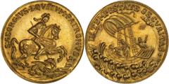 Hungary 1 Dukat 1645-90 Kremnitz Fr# 569. Medallic St. George Ducat struck as presentation and good luck pieces. In Tempestate Secvritas. Gold, AUNC.