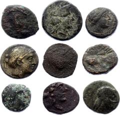 Ancient World Ancient World Ancient Greece, Lot of 9 Pieces Bronze 400 - 200 B.C. Ancient Greece, lot of 9 pieces bronze