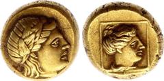 Coins - Ancient World Ancient Greece Lesbos Mitilene EL hekta 377 - 326 B.C. Lesbos, Mytilene. EL hekte, c. 377-326 BC, Electrum. Obv: Wreathed head of Dionysus right. Rev: Head of Persephone right wi