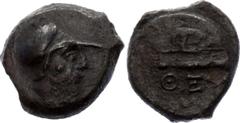 Coins - Ancient World Ancient Greece Theodosia AE Tetrahalk 240 - 220 B.C. Theodosia. Circa 240-220 BC. AE Tetrahalk. Obverse: Head of Athen to right. Reverse: ΘΕΟ, Bowcase. Literature: Anokhin 137; M