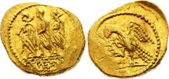Coins - Ancient World Skithia Geto-Dacians Koson AV Stater 44-42 B.C. RPC# 1701A; HGC# 3.2, 2049.; Obverse: Roman consul accompanied by two lictors advancing left; monogram to left; Reverse: Eagle, ho