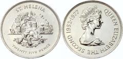 Coins - Africa Saint Helena 25 Pence 1977 KM# 6a; Silver; Aldabra giant tortoise; UNC