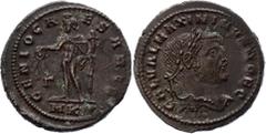 Coins - Ancient World Roman Empire Follis Silvered Galerius 297 - 298 A.D. Galerius, as Caesar, Silvered Æ Nummus, AD 297-298. GAL VAL MAXIMIANVS NOB CAES, laureate head right / GENIO POPVLI ROMANI, G