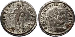 Coins - Ancient World Roman Empire Follis Silvered Galerius 298 - 299 A.D. Galerius, as Caesar, Æ Nummus. Thessaloniki, AD 298-299. GAL VAL MAXIMIANVS NOB CAES, laureate head right / GENIO POPVLI ROMA