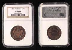 Coins - Africa Saint Helena & Ascension 1/2 Penny 1821 NGC PF63 RB KM# A4; Copper