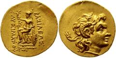 Coins - Ancient World Ancient Greece Kingdom of Thrace Stater 323 - 281 BC Lysimachus Muller 259; Gold; Diademed head of deified Alexander r., with the horn of Ammon. Rev. Athena enthroned l., holding