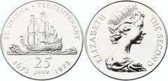 Coins - Africa Saint Helena 25 Pence 1973 KM# 5a; Silver; Elizabeth II; St. Helena Tercentenary; Proof