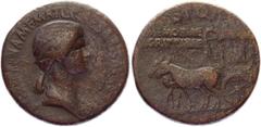Coins - Ancient World Roman Empire Sestertius 37 - 41 AD, Agrippina RIC 55 (Caligula), BMC 85 (Caligula), BN (Caligula) 128, C 1; Copper 25,92 g.; Obv: AGRIPPINAMFMATCCAESARISAVGVSTI - Draped bust rig