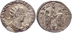 Coins - Ancient World Roman Empire Antoninianus 253 - 268 AD, Gallienus Silver 3,03 g.; Obverse: IMP CP LIC GALLIENVS PF AVG, Radiate, draped and cuirassed bust right; Reverse: PIETAS AVGG, Gallienus 