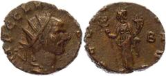Coins - Ancient World Roman Empire AE Antoninianus 268 - 269 AD Claudius II Gothicus RIC 32 var. (Felicitas holding scepter and caduceus); RIC temp 175; Copper 3,14g.; Obv: IMP C CLAVDIVS AVG, radiate