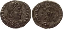 Coins - Ancient World Roman Empire Follis 364 - 367 AD, Valentinian I RIC 7a.1 (IX, Siscia), LRBC 1271; Copper 2,36 g.; Obv: DNVALENTINIANVSPFAVG - Diademed, draped and cuirassed bust right. Rev: SECV