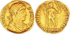 Coins - Ancient World Roman Empire Solidus 364 - 378 (ND) Valens RIC 3d (Constantinopolis), Depeyrot 16/2; Gold 3,80 g.; Obv: DNVALENSPFAVG - Diademed (pearls), draped and cuirassed bust right. Rev: R