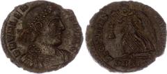 Coins - Ancient World Roman Empire Valentinian I Æ Nummus 364 - 367 AD RIC 7a; Copper 2.43 g.; Valentinian I (364-367); Obv.: D N VALENTINIANVS P F AVG, diademed, draped and cuirassed bust right / Rev