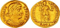 Coins - Ancient World Roman Empire Solidus 364 - 378 AD Valens RIC 2d; (Kyzyk); Gold 3.85 g; Solidus Obv: DNVALENSPFAVG - Diademed, draped and cuirassed bust right. Rev: RESTITVTORREIPVBLICAE Exe: SMK