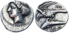 Coins - Ancient World Ancient Greece Paphlagonia, Sinope AR Drachm 330 - 300 BC HGC 7, 392; Silver 6.04 g.; Obv: Head of Sinope left, wearing sphendone and triple pendent earring / Rev: ΣΙΝΩ, Eagle on