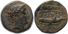 Coins - Ancient World Ancient Greece Seleukid Kingdom Demetrios I Soter Æ 152 BC (SE158) SC 1672.2; DCA 114; Bronze 6.84 g.; Demetrios I Soter (162-150 BC); Obv: Diademed head right / Stern of galley 