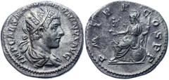 Coins - Ancient World Roman Empire Elagabal AR Antoninianus 218 AD RIC 1; RSC 125; Silver 4.72 g.; Elagabal (218-222); Obv: Radiate and draped bust right / Rev: Roma seated left, holding Victory and s