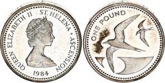 Coins - Africa Saint Helena & Ascension 1 Pound 1984 Piedfort KM# P1; Silver., Proof; Elizabeth II; Mintage 2500 pc