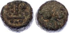 Coins - Ancient World Byzantium Decanummium 610 - 641 AD SB 886; Copper 4.99 g.; Heraclius with Heraclius Constantine; Mint Catania; Obv.: Crowned, draped and cuirassed busts of Heraclius and Heracliu
