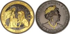 Coins - Africa Saint Helena 1 Pound 2022 Silver (.999) 1 Oz 38.6 mm., Black Ruthenium Edition and 24 Kt Yellow Gold; Elizabeth II; "Una and the Lion"; Mintage 50 pcs; 43/50 pieces; With original box &