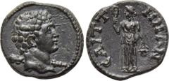 LYDIA. Saitta. Pseudo-autonomous (late 2nd-mid 3rd century). Ae. Obv: Bare head of Herakles right; club over shoulder. Rev: CAITTHNΩN. Isis standing facing, head left, with sistrum and situla. BMC 14;