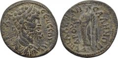 LYDIA. Sala. Septimius Severus (193-211). Ae. Obv: AY KA CEΠ CEOYHPOC . Laureate, draped and cuirassed bust right. Rev: EΠI AΛEΞANΔPOY CAΛHNΩN. Zeus standing left, holding eagle and sceptre. BMC 43. C