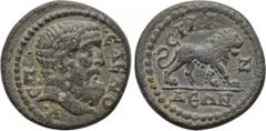 LYDIA. Silandos. Pseudo-autonomous. Ae (3rd century AD). Obv: ЄΠI ЄΛЄNOV. Bearded head of Hercules right. Rev: CIΛANΔЄΩN. Lion advancing right. SNG von Aulock -; SNG Copenhagen 551. Condition: Good ve