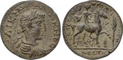 LYDIA. Mostene. Gallienus (253-268). Ae. Aurelius Zeuxis Plutiades, magistrate. Obv: ΛΙΚΙΝ ΓΑΛΛΙΗΝΟC. Laureate, draped and cuirassed bust right. Rev: ЄΠI CTP AVP ΣЄVΞIΔOC ΠΛOVTIAΔOV MOCTHN. Gallienus 