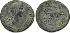 LYDIA. Sardes. Plotina (Augusta, 105-123). Ae. Obv: ΠΛΩTЄINA CЄBACTH. Draped bust right. Rev: CAPΔIANΩN. Pelops riding horse right, brandishing spear. RPC III 2397; SNG München 518. Condition: Near ve