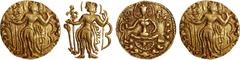 Primitive Money, Coins of Ancient India & Ancient World Gupta Dynasty, Kumaragupta II alias Kramaditya (473-476 CE), Gold Heavy Dinar, Broad flan, "Archer" type, With 'Ku', Plate Coin, Obv: the king s