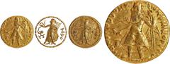 Coins of Ancient India & Ancient World Kushan Dynasty, Kanishka I (127-140 CE), Gold Dinar, "Athsho"(God of Metal and Fire) type, Mint Balkh?, Obv: the diademed king standing facing the left, holding 