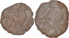 Coins Of INDIA Ancient India Western Kshatrapas Extremely Rare Copper Drachma Coin of Western Kshatrapas of Nahapana. Western Kshatrapas, Nahapana, Copper Drachma, Junnar Lion Type,Obv:lion standing r