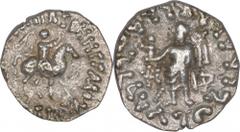 Indo-Scythian 07. AZES I (60-20 AD) Silver Drachma Coin of Indo Scythians of Azes I. Indo-Scythians, Azes I (57-30 BC), Silver Drachma, Obv: horseman to right, greek legend, kharoshti letter in field,