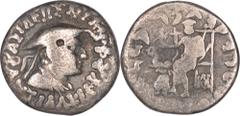 Indo-Greek Antialkidas (145-135 BC) Rare Silver One Drachma Coin of Antialkidas of The Baktrian & Indo Greeks. The Baktrian Indo Greeks, Antialkidas (145-135 BC), Silver Drachma, Obv: diademed and dra