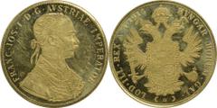 Gold Four Ducat Coin of Francis Joseph I of Austria. Coins Of Worldwide Austria Austria, Francis Joseph, Gold 4 Ducat, 1915 AD, Obv:wreathed head of mature francis joseph right,legend: FRANC.IOS.I.D.G