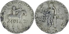 Silver Tetra drachma Coin of Azes II of Indo Scythians. Coins Of INDIA Ancient India Indo-Scythian 01. Azes II (35-12 BC) Tetra Drachma ;Indo-Scythians, Azes - II, Silver Tetra Drachma, Obv:king mount