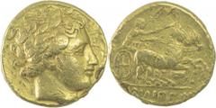 Gold Stater Coin of Phillip II of Kingdom of Macedon. Coins Of INDIA Ancient India Indo-Greek Stater ;Ancient Greek, Kingdom of Macedon, Philip II(359-336 BC),Gold Stater, Obv:laureate head of apollo 