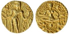 Rare Gold Dinar Coin of Skandagupta of Gupta Dynasty. Ancient India Gupta Dynasty 11. Skandagupta (455-467 AD) Gold Dinara ;Gupta Dynasty, Skandagupta(455-467 AD),Later Issue,Heavy Standard Gold Dinar