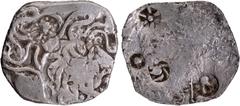 Coins of Ancient India & Ancient World Punch Marked Coin, Panchala Janapada (400-350 BC), Silver Vimshatika, Obv: four punches consisting of three composite 'S' shaped geometrical designs, counterstru