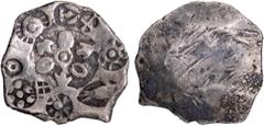 Coins of Ancient India & Ancient World Punch Marked Coin, Magadha Janapada (600-350 BC), Silver 1/2 Vimshatika, Archaic period, Series 0, Obv: four punch marks consisting of a large six-armed symbol i