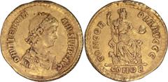 Roman Imperial Valentinian II. ; Valentinian II; 375-392 AD, Constantinople, Solidus 380-1 AD, 4.41g. Sear-20165; Depeyrot-32/2, p. 238. Obv: D N VALENTINI - ANVS IVN P F AVG Diademed, draped, cuirass