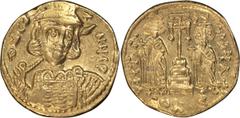 Byzantine Constantine IV. Solidus; Constantine IV; Constantinople, 669-674 AD, Solidus, 4.41g. Sear-1153, Berk-169, MIB-4. Obv: d N CO[N] - A - NUS P Helmeted and cuirassed bust facing three-quarters 
