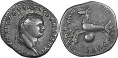 Roman Imperial Titus. Denarius; Titus; 79-81 AD, Rome, 79 AD, Denarius, 3.48g. RIC-19 (C), BM-22, Paris-16, C-280. Obv: IMP TITVS CAES VESPASIAN AVG P M Laureate head r. Rx: TR P VIIII - IM[P] XIIII -