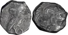 Ancient Greek Attica, Athens Obol. ; Attica, Athens Obol; c. 409-393 BC, Obol, 0.79g. Kroll-13. Obv: Helmeted head of Athena r. Rx: Owl standing r., head front.. aVF